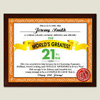 World's Greatest 21st Birthday Personalized Plaque